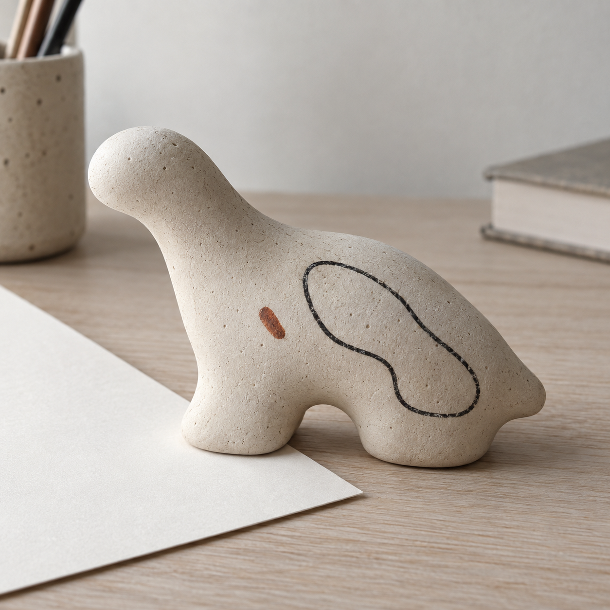 Little Stray, dinosaur paperweight concept